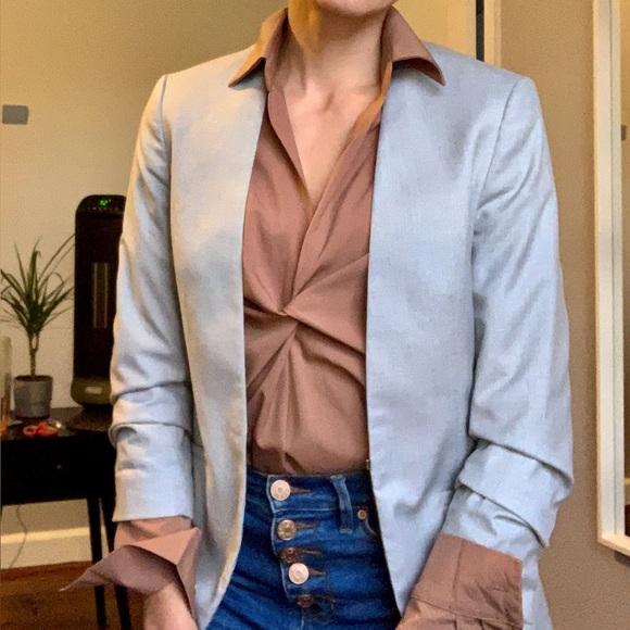 Taupe silky twist-front blouse - Picture 1 of 4